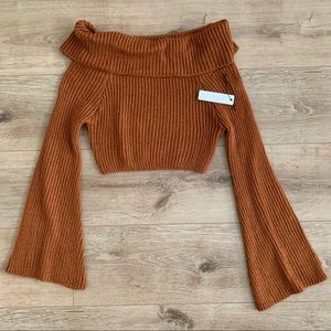 Rust Orange Cropped Knit Sweater